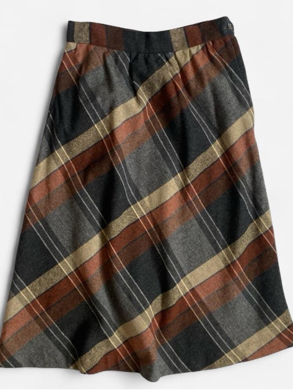 Vintage classic gray & brown plaid skirt